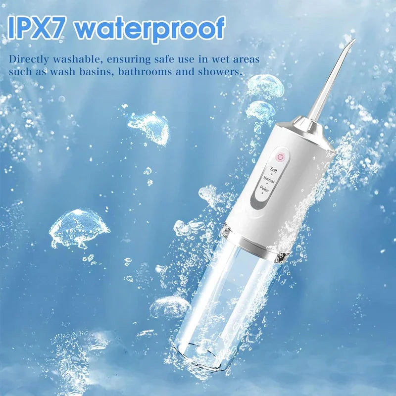 Oral USB Rechargeable Water Jet Floss Tooth Pick 4 Jet Tip 220ml 3 Modes IPX7 1400rpm